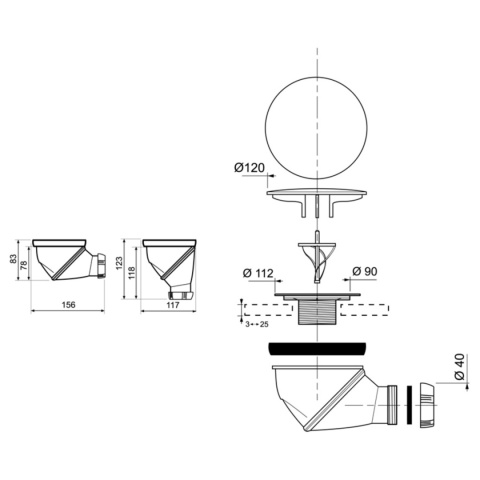 Syfon brodzikowy Wirquin James d90 z regulowanym odpływem