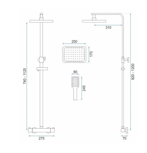 ZESTAW NATRYSKOWY TOM CHROM TERMOSTAT