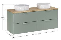 Zestaw meblowy 120cm z blatem i 2 umywalkami nablatowymi Beyond ASTER GREEN