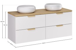 Zestaw meblowy 120cm z blatem i 2 umywalkami nablatowymi Wiki, ASTER WHITE