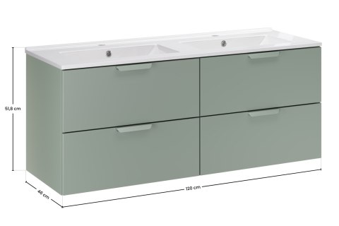 Zestaw meblowy 120cm z umywalką meblową Lava, ASTER GREEN