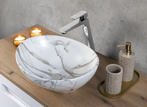 Szafka ASTER WHITE 60 cm z blatem CREMONA i umywalką nablatową PATI