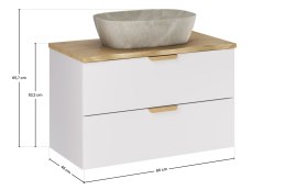 Zestaw meblowy 80cm z blatem i umywalką nablatową Anna, ASTER WHITE