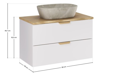 Zestaw meblowy 80cm z blatem i umywalką nablatową Anna, ASTER WHITE