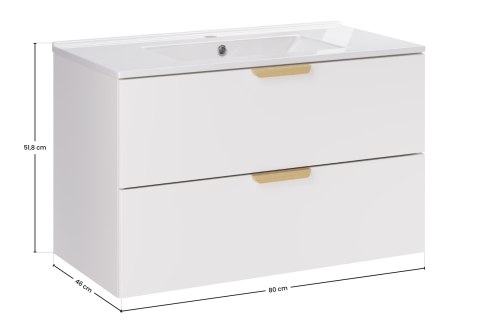 Zestaw meblowy 80cm z umywalką meblową Lava, ASTER WHITE