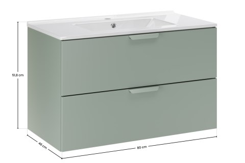 Zestaw meblowy 80cm z umywalką meblową Lava, ASTER GREEN