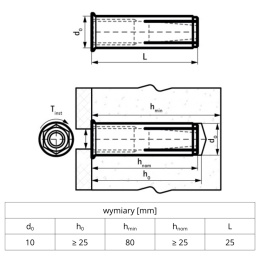 Zredukowana kotwa wbijana M8x25 WDI1R Walraven