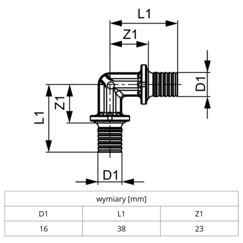 Kolano TECEflex 16/16 90°
