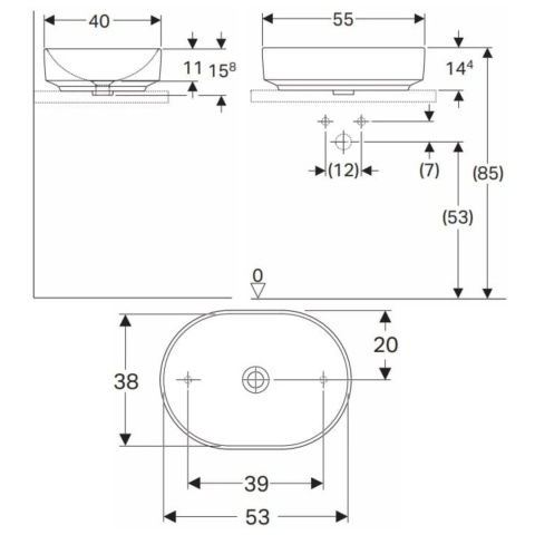 Umywalka nablatowa Koło VariForm 55x40 cm