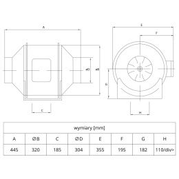 Wentylator kanałowy 315 mm Ferono FKP315