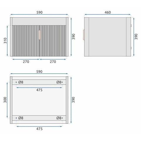 Zestaw mebli łazienkowych z umywalką ASTOR 60 cm