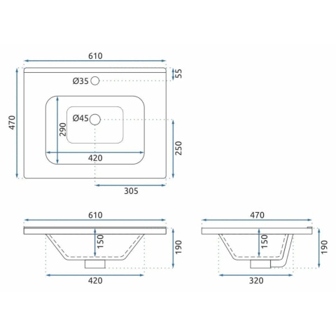 Zestaw mebli łazienkowych z umywalką ASTOR 60 cm