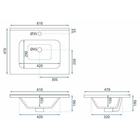 Zestaw mebli łazienkowych z umywalką MARIO 60 cm