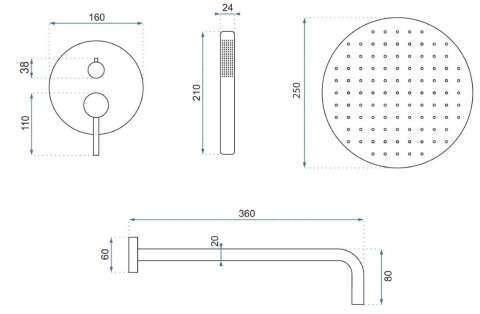 ZESTAW NATRYSKOWY PODTYNKOWY LUNGO TYTAN + BOX