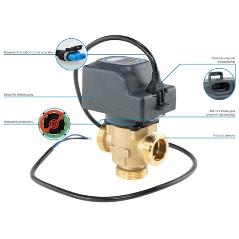 3-drogowy zawór strefowy AZV 844, DN25, G1 1/4'', Kvs 11 m3/h ROTENSO