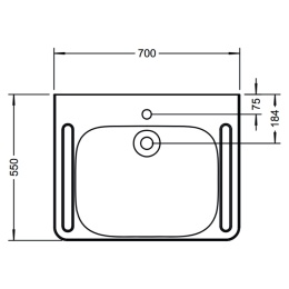 Umywalka dla niepełnosprawnych VIGOUR DERBY PLUS 700/550