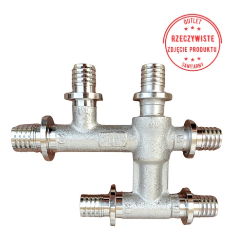 Trójnik krzyżakowy TECEflex niklowany 20/16/16