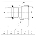 Złączka przejściowa VIEGA SANPRESS 22x1/2''