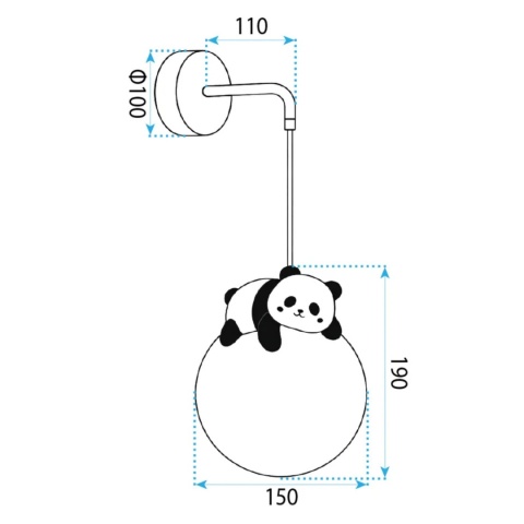 Lampa ścienna kinkiet panda G163-1W