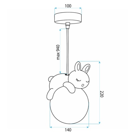 Lampa sufitowa wisząca śpiący króliczek G164-1CP