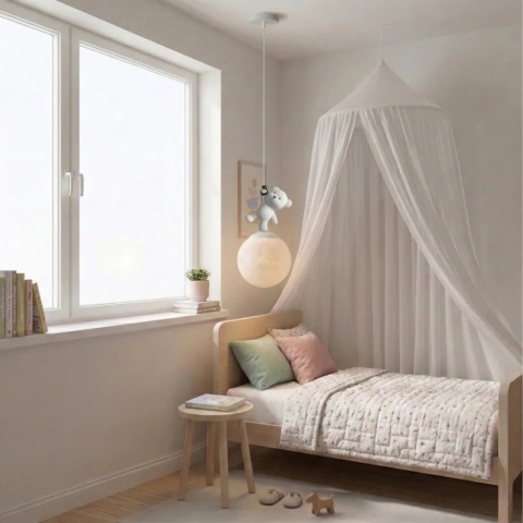 Lampa sufitowa wisząca miś stojący na księżycu G166-1CP