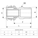 Złączka przejściowa VIEGA RAXOFIX 16x1/2''