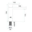 BATERIA UMYWALKOWA ARLO ZŁOTA SZCZOTKOWANA NISKA