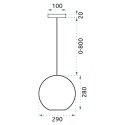 Lampa LED sufitowa, wisząca, szklana APP445-CP niebieska