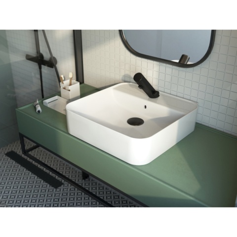 Umywalka ceramiczna nablatowa/ścienna z miejscem na baterię Deante HIACYNT