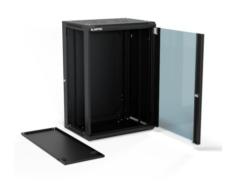 Szafa wisząca 19" 18U 600x450, (opcja dwusekcyjna) drzwi szklane jednoskrzydłowe, tył osłona pełna demontowalna, osłony boczne p