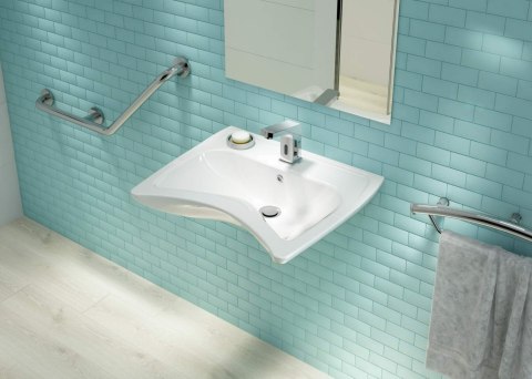 Umywalka ceramiczna ścienna z miejscem na baterię - dla osób z ograniczeniami ruchowymi Umywalka ceramiczna ścienna z miejscem na baterię - dla osób z ograniczeniami ruchowymi