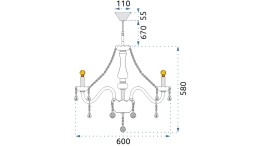 Lampa 300752 kryształowa 3-ramienna