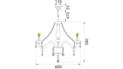 Lampa 300752 kryształowa 3-ramienna