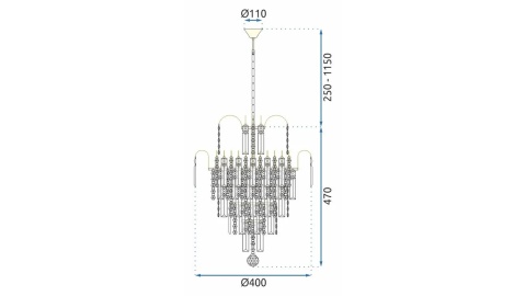 Lampa kryształowa złota 312358
