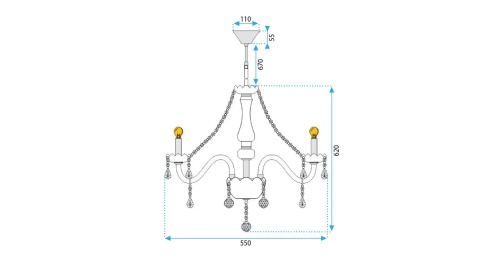 Lampa 392183 kryształowa 6-ramienna