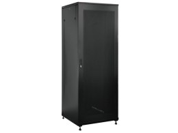 Szafa serwerowa 42U 600x1000, drzwi przednie stalowe perforowane, drzwi tylne stalowe perforowane, zamek, 4 belki nośne, 4 regul