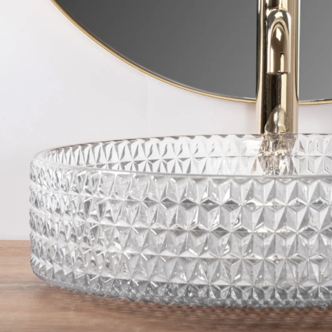 Umywalka nablatowa REA CRISTAL 39 cm transparentna