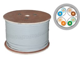 Kabel F/FTP kat.6A, teleinformatyczny, LSOH, Dca 4x2x23 AWG, 10Gb/s, 700 MHz, gwarancja 25 lat, certyfikat FORCE, szary, 500m - 