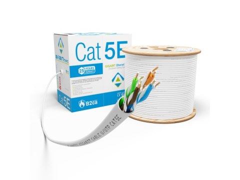 Kabel U/UTP kat.5e, teleinformatyczny, LSOH, B2ca "FireHardy" 4x2x24 AWG, 1Gb/s, 250 MHz, gwarancja 25 lat, certyfikat INTERTEK 