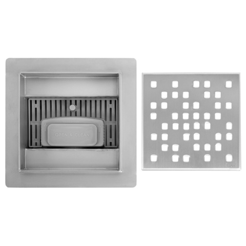 Odpływ kwadratowy REA DOTS stal szczotkowana 120x120