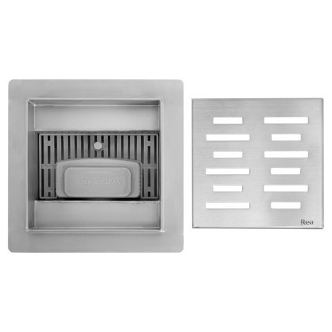 Odpływ kwadratowy REA LINE stal szczotkowana 120x120