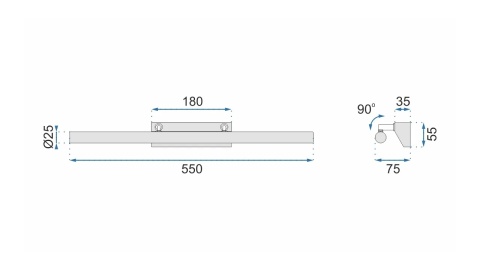 Kinkiet Led APP362-1W 55CM Chrome