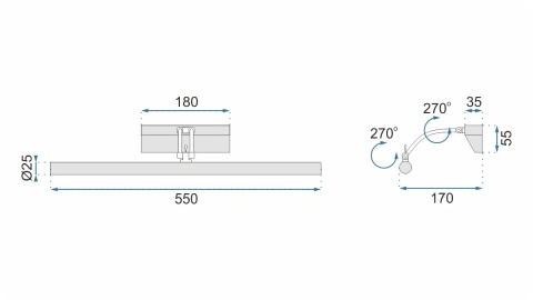 Kinkiet Led APP365-1W 55CM Chrome