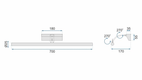 Kinkiet Led APP366-1W 70CM Chrome