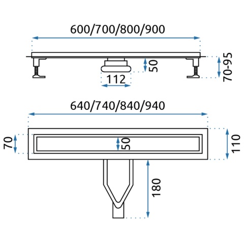 Odpływ liniowy REA NEOX SUPERFLOW czarny L900