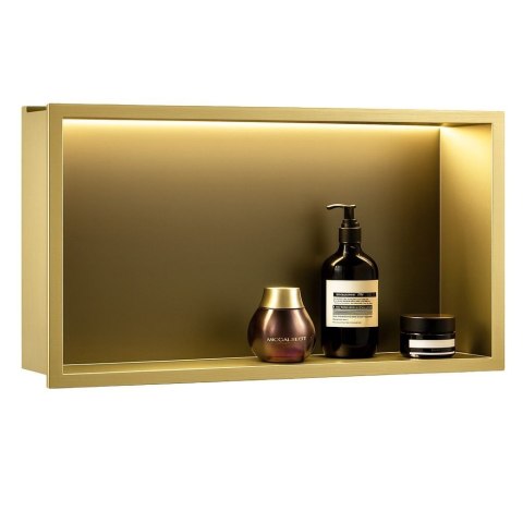 PÓŁKA WNĘKOWA LED 60x30x10 cm BRUSH GOLD