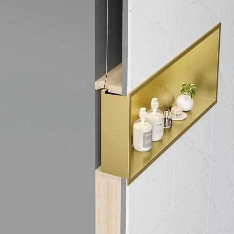 PÓŁKA WNĘKOWA LED 60x30x10 cm BRUSH GOLD