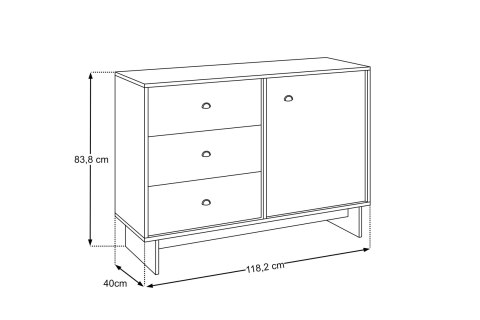 Komoda 118cm 1 drzwi 3 szuflady Yori Villa