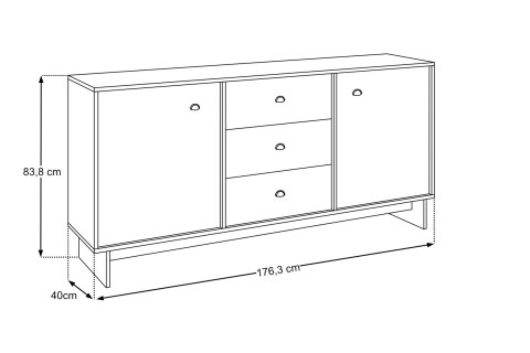 Komoda 176cm 2 drzwi 3 szuflady Yori Villa