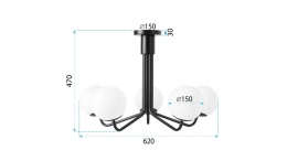 Lampa APP1578-5CP Black Mat